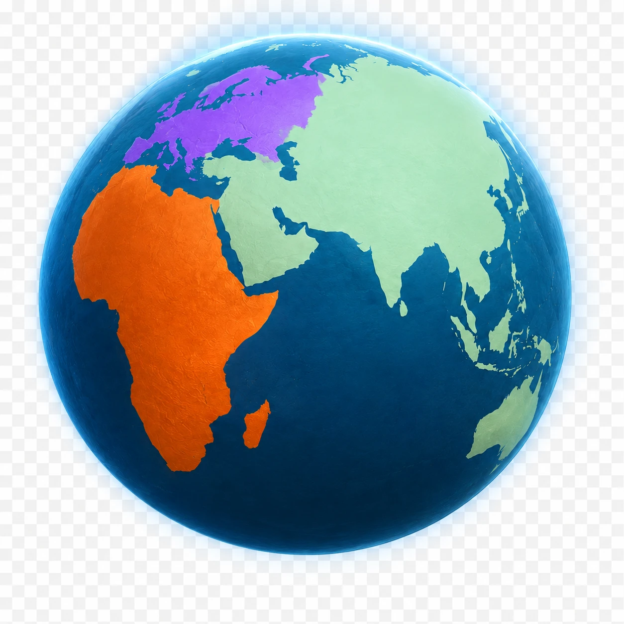 An explorer-style globe floating over a star map
